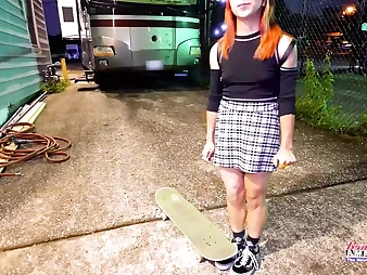 Steamy Skater Gal Keyton gets her fuck-holes crammed with a weenie and jizz