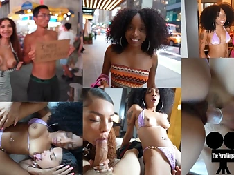 See The Porno Vlogs, black superstars, get their cock-squeezing cooters humped in public by a suspended dark-hued stud