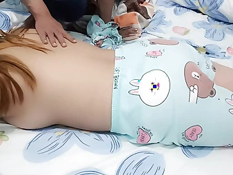Witness this Japanese PLUMPER step-step-sister get wild and spray for her brothers' gift