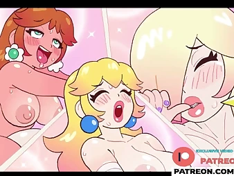 Lu Nobles & Rosalina use their fine massager to satisfy their desires near this steamy futa anime porn pic